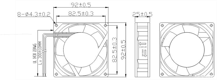 风扇安装尺寸图 风扇安装尺寸图