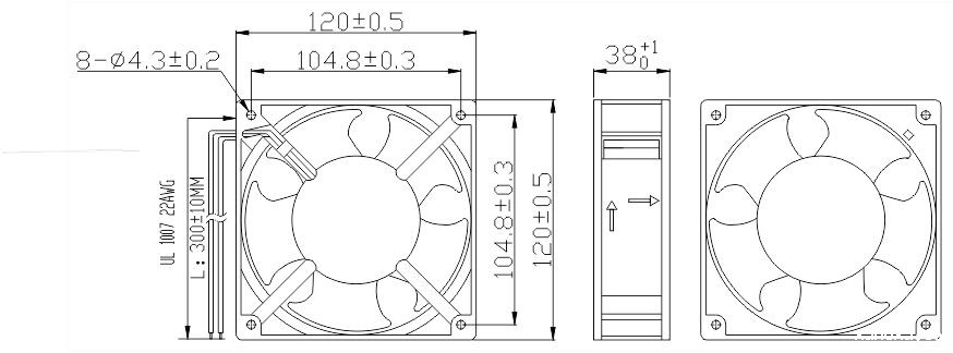 风扇安装尺寸图 风扇安装尺寸图