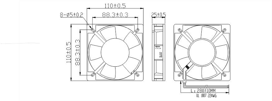 风扇安装尺寸图