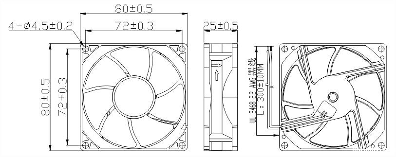 风扇安装尺寸图