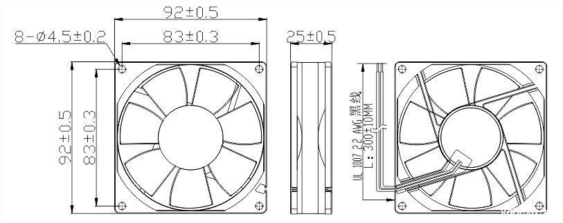 风扇安装尺寸图