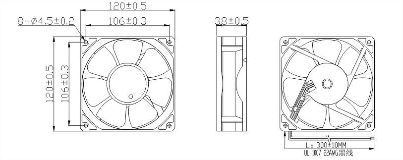 风扇安装尺寸图 风扇安装尺寸图