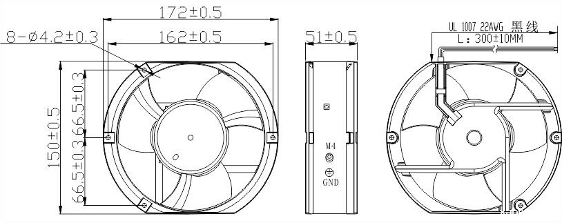 风扇安装尺寸图 风扇安装尺寸图